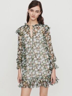 MAJE Rullina Floral Ruffle Dress
